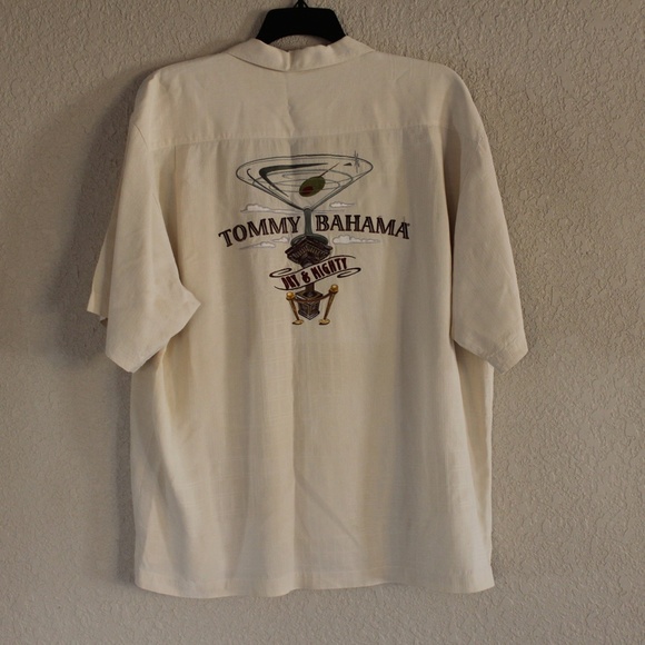 100% Silk - Tommy Bahama Camp Shirt - Cream - Picture 2 of 11